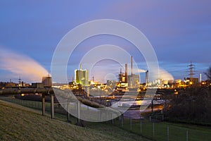 Pipeline and Industry At Night