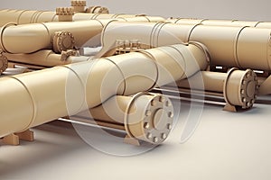 The pipeline on a light background, the transportation of oil and gas through pipes