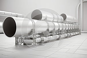 The pipeline on a light background, the transportation of oil and gas through pipes