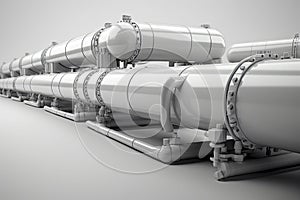 The pipeline on a light background, the transportation of oil and gas through pipes