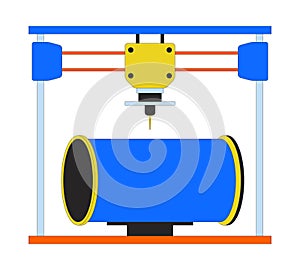 Pipeline part on 3d printer 2D linear cartoon object