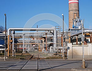 Pipeline and smoke stack of the power station