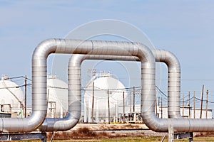 Pipeline storage tanks of Texas oil refinery