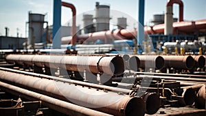 Pipeline transport petrochemical, gas and oil processing, furnace factory line, rack of heat chemical manufacturing,