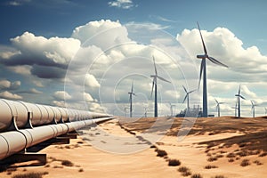 Pipeline wind turbines energy. Generate Ai