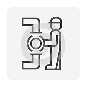 Pipeline and worker vector icon design.