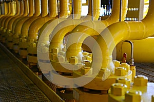 Pipelines constructions on the production platform, Production process of oil and gas industry, Piping line on the platform