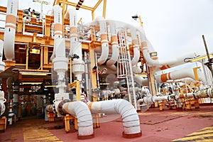 Pipelines on oil and gas platform for production, Oil and gas process and control by automation system,