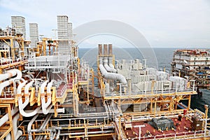 Pipelines on oil and gas platform for production, Oil and gas process and control by automation system,
