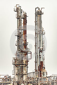 Pipelines of a oil and gas refinery industrial plant