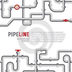 Pipelines poster concept. Pipes pattern, boiler room, piping, plumbing banner design template for marketing, social