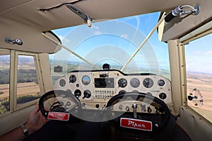 Piper instrument panel at flight photo