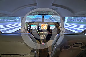 Piper Meridian flight simulator cockpit at Kunovice.