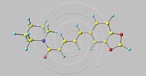 Piperine molecular structure isolated on grey