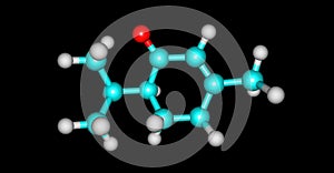 Piperitone molecular structure isolated on black