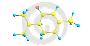 Piperitone molecular structure isolated on white