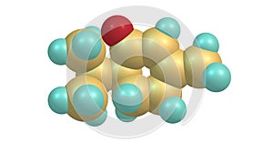 Piperitone molecular structure isolated on white