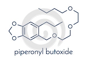 Piperonyl butoxide PBO pesticide synergist molecule. Increases potency of insecticides by inhibiting breakdown by cytochrome. photo