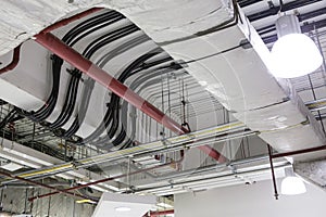 Pipes of air conditioning and ceiling electric system