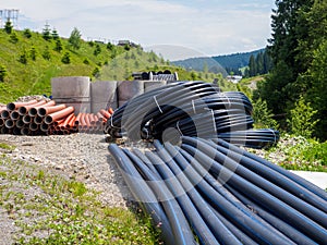 pipes in bays in mountains