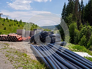 pipes in bays in mountains