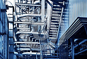 pipes and faucet valves of heating system in a boiler room