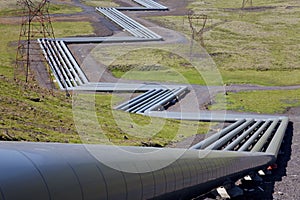 Pipes at a Geothermal Power Station in Iceland