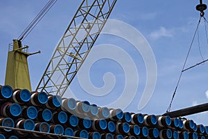 Pipes for laying a gas pipeline on the seabed. Construction