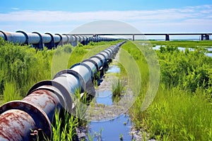 pipes leading to oxidation ponds