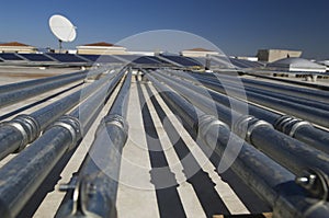 Pipes Leading To Solar Panels