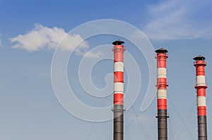 Pipes of the plant against the background of the sky/pipes of the plant against the background of the sky. Copy space