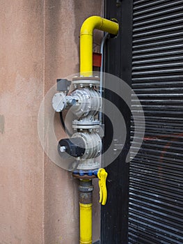 Pipes and safety valves supply natural gas to a building