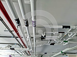 Pipes under the building for drainage systems and electrical pipes