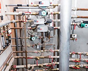Pipes and valves of heating system