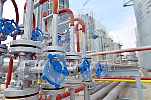 Pipes and valves in petrochemical factory