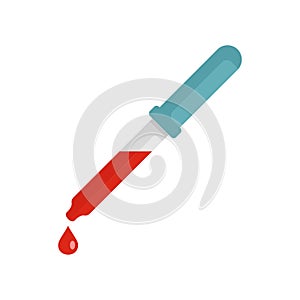 Pipette with blood icon, flat style