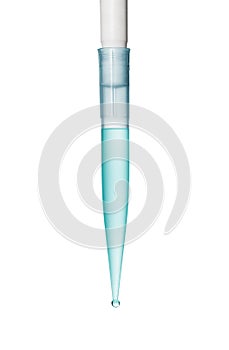 Pipette dispenser with colored solution, isolated