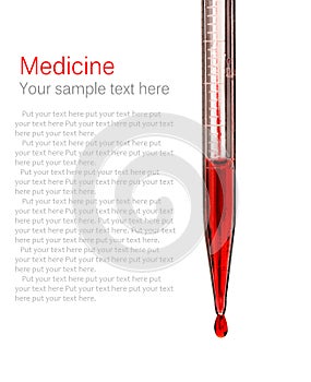 Pipette with drop of blood