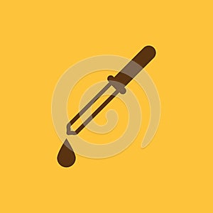 The pipette icon. Dropper and eyedropper, analysis, chemistry symbol. Flat