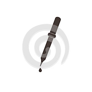 Pipette icon. Element of medical, chemistry lab equipment set. Black eyedropper icon isolated white background.