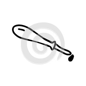 Pipette for medicine in hand drawn doodle style isolated on white background. Vector stock outline illustration. Single. Sign