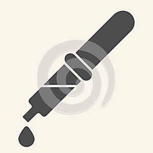 Pipette solid icon. Medicine dropper with drop glyph style pictogram on white background. Eyedropper for mobile concept