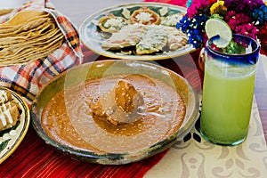 Pipian rojo, Traditional Mexican Food in mexico city photo