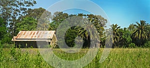 PIPINAS, PUNTA DE INDIO, BUENOS AIRES PROVINCE, ARGENTINA - Nov 15, 2013: Panorama of  the old abandoned railway station in