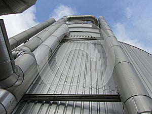 Piping on a digester of a biogas plant photo