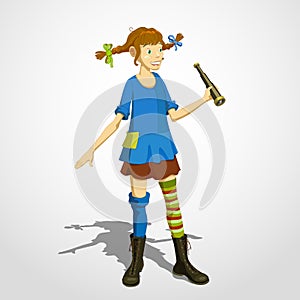 Pippi longstocking with spyglass