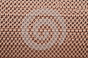pique stitch knitting in taupe silk yarn