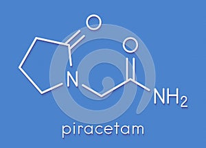 Piracetam nootropic drug molecule. Skeletal formula.