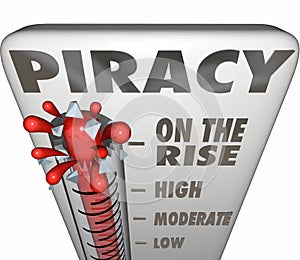 Piracy On the Rise Thermometer Measuring Illegal File Sharing Do photo