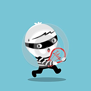 Piracy thief stealing idea bulb